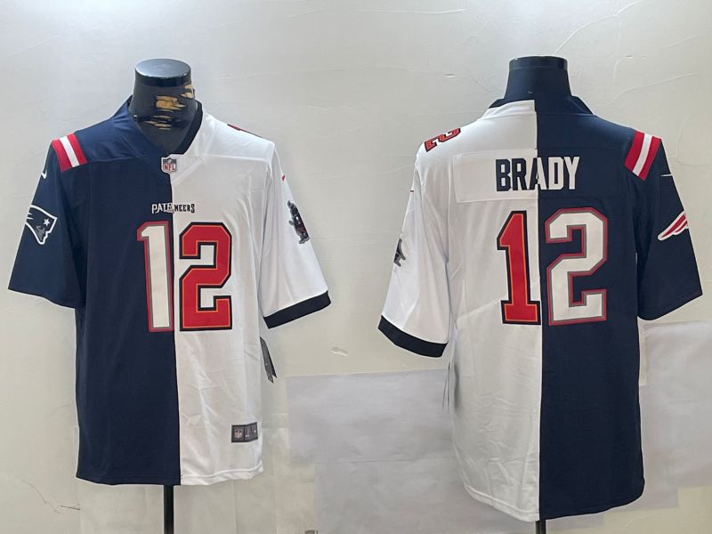 Men New England Patriots #12 Brady Blue White 2024 Nike Vapor Limited NFL Jersey style 2->new york jets->NFL Jersey